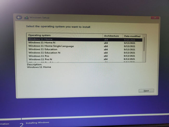 Select a Windows 11 Version for Install