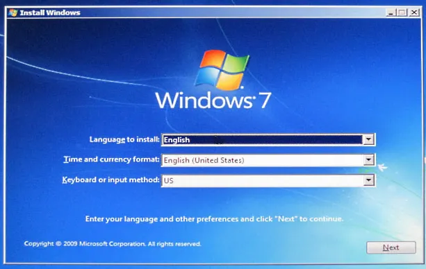 Install Windows 7