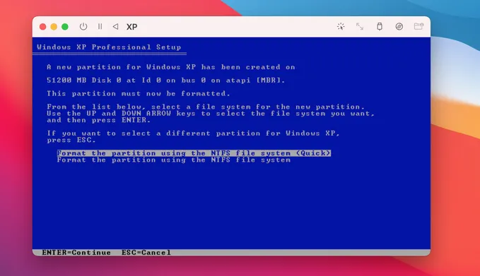 Install Windows XP on Mac for Drive