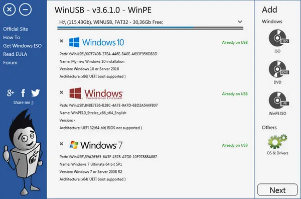 Dual Boot Windows 10 & Windows 7 WinUSB