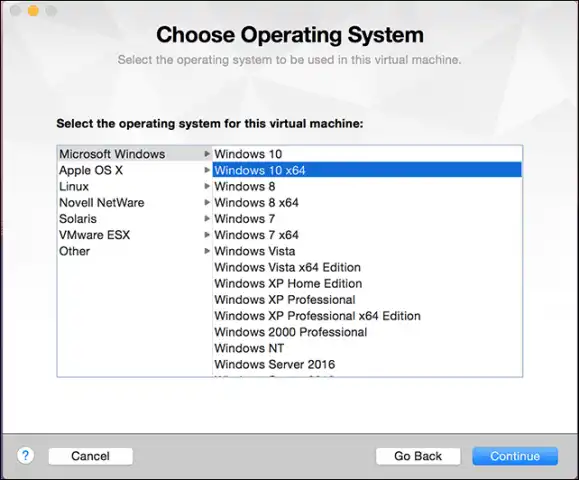 Choose Operating System Windows 10