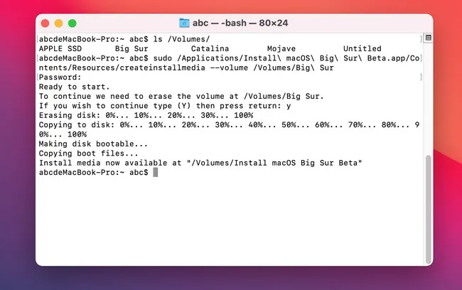 Create Bootable Big Sur Installation Media on Mac