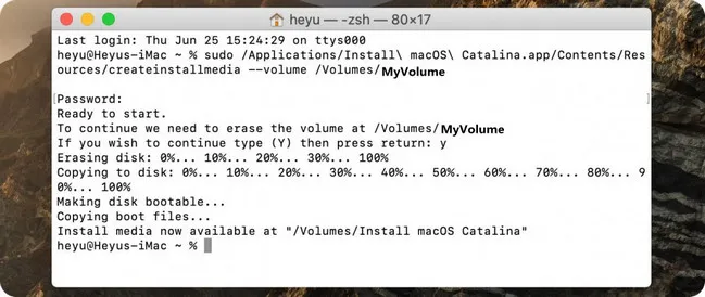 Createinstallmedia macOS Catalina