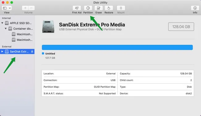 Partition USB Disk Utility Mac