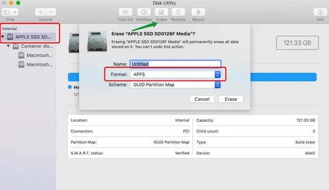 Erase Disk APFS
