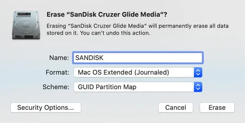 erase usb stick on mac disk utility