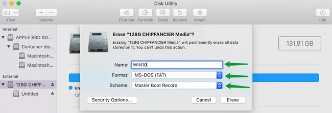 Erase USB MS-DOS FAT Mac