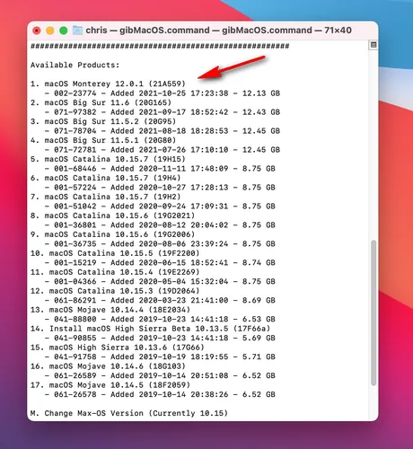 Download macOS Monterey from gibMacOS