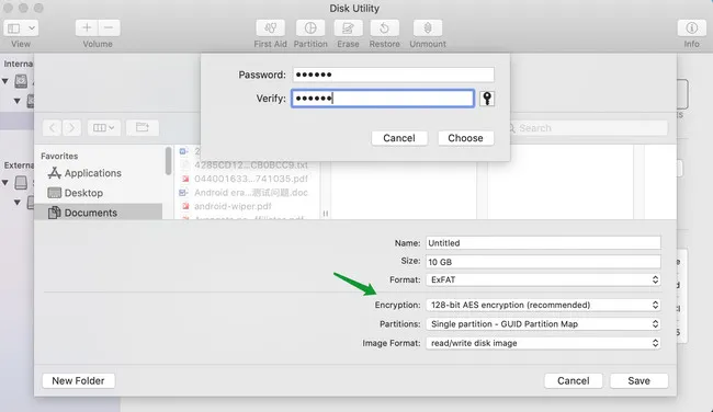 create encrypted dmg file mac