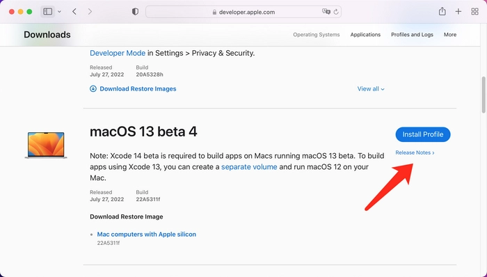 macOS Ventura Beta 4 Download