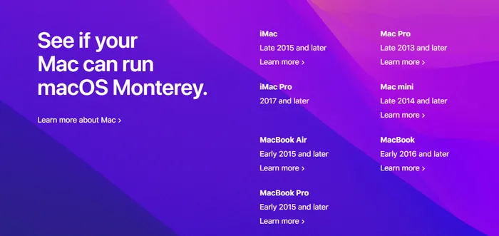 macOS Monterey Compatible Mac Models