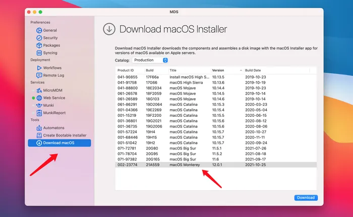 Download macOS Monterey from MDS