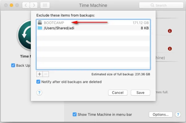 Backup Boot Camp Partition Time Machine