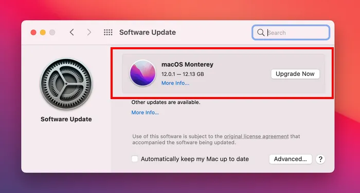 Upgrade to macOS Monterey