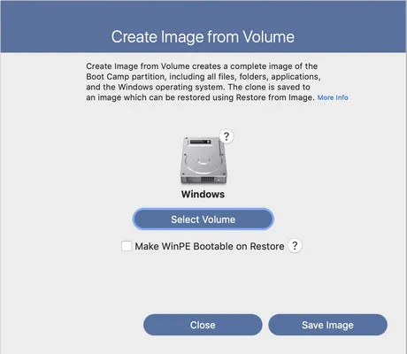 Winclone Backup Boot Camp Partition