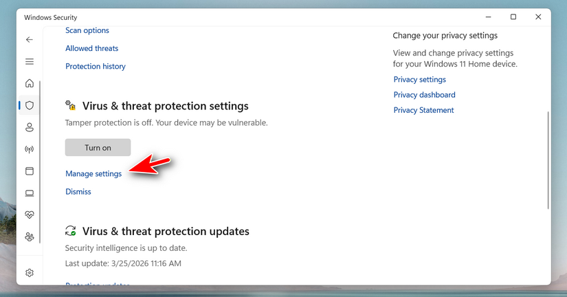 Disable Tamper Protection in Windows 11