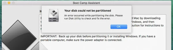 Bootcamp Disk Error