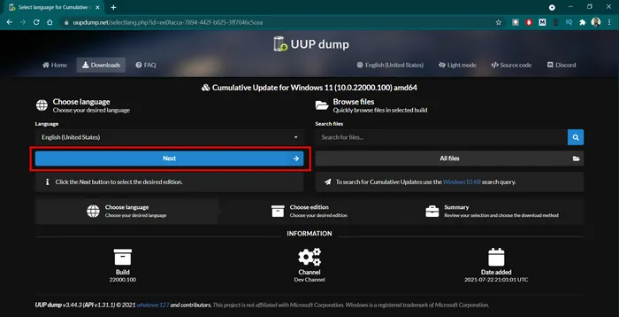 Download Windows 11 ISO uupdump