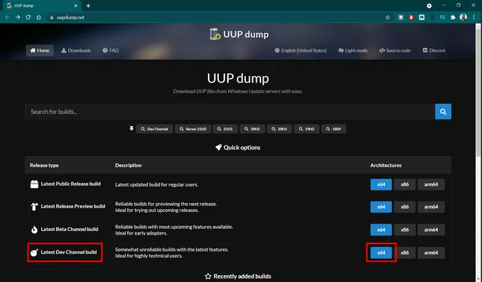 Download Windows 11 ISO uupdump