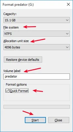 Format USB to NTFS