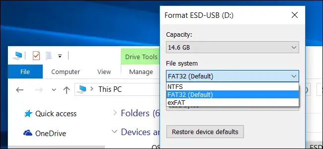 Format USB to FAT32 Windows 10