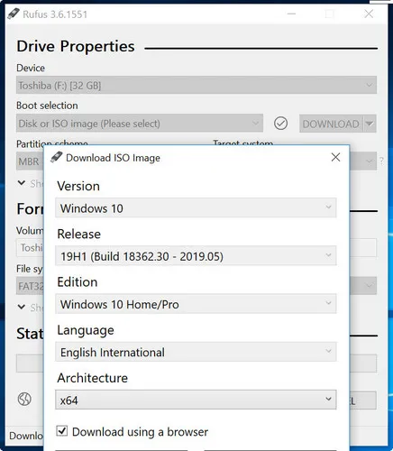 Windows 10 ISO Download Rufus