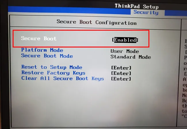 Enable Secure Boot