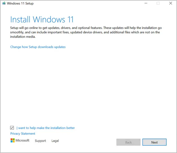 Start Installing Windows 11