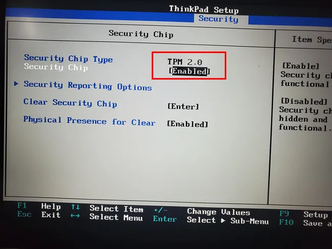 Enable TPM in BIOS