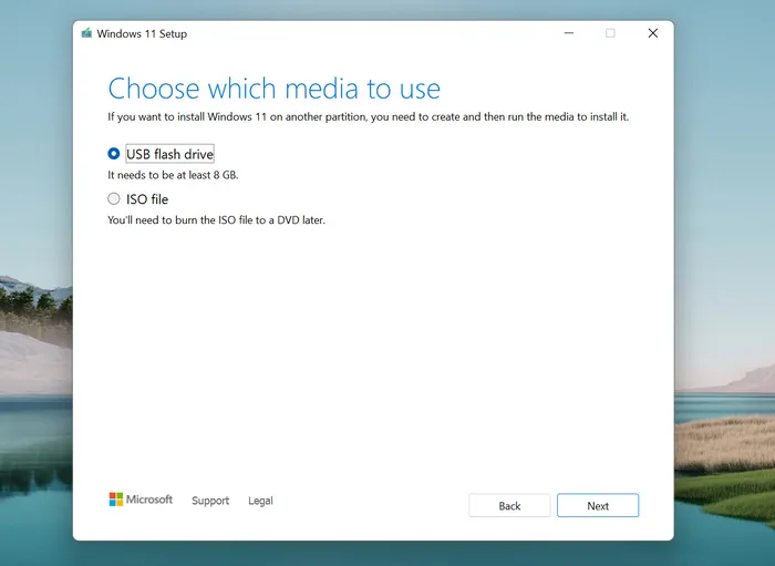 Install Windows 11 using a USB drive (Media Creation Tool) 