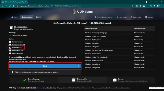 Windows 11 Download via UUP dump
