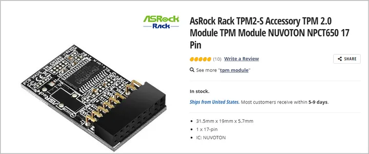 ASRock TPM 2.0 Module