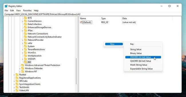 Create New Key in Registry Editor Windows 11