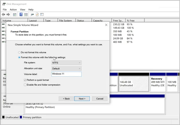 Create New Volume Disk Management Tool