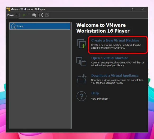 Create VMWare Workstation 16 Player