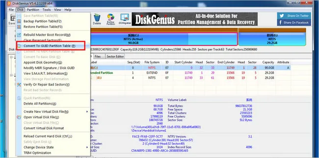 DiskGenius Convert to GPT