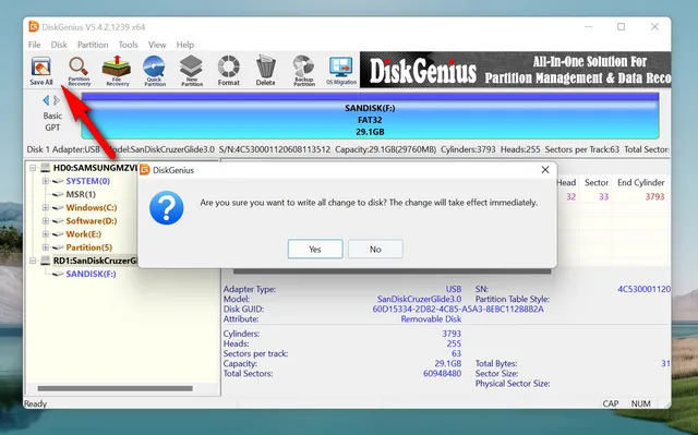 Convert MBR to GPT DiskGenius