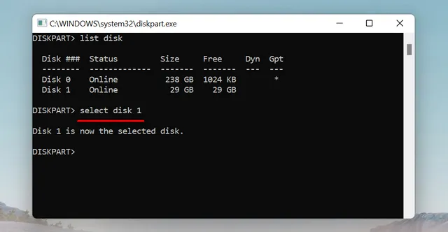 DiskPart Select Disk