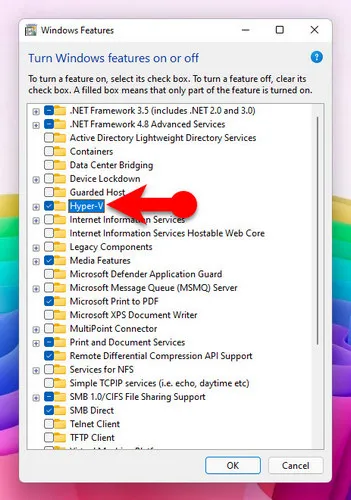 Enable Hyper-V Windows 11