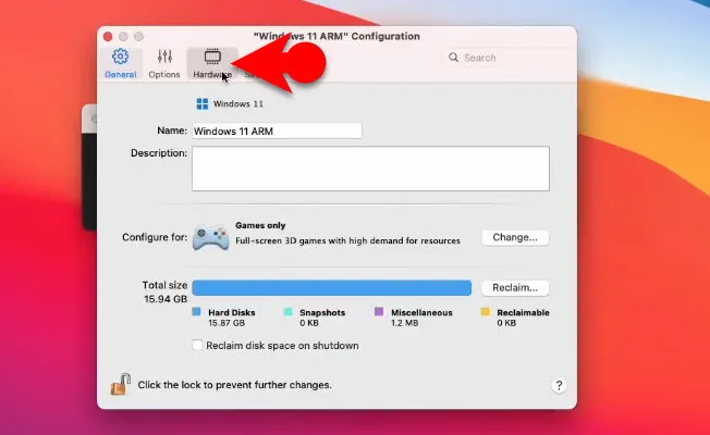 Hardware Settings Parallels Desktop 17