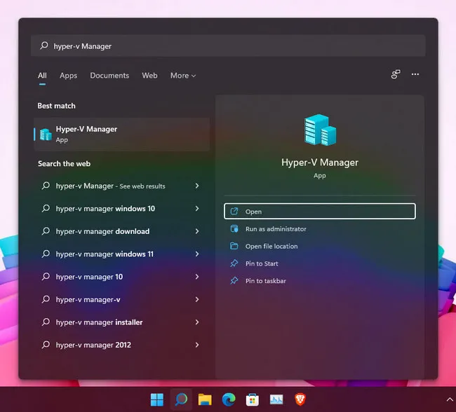 Open Hyper-V Manager