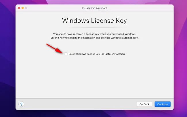 Input Windows 11 License Key Parallets Desktop on Mac