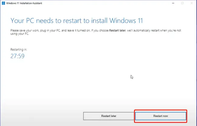Restart Windows 11 Installation Assistant