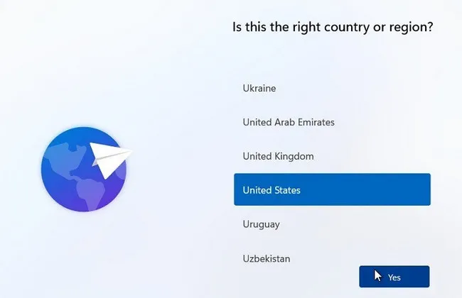 Select Region Windows 11 Install