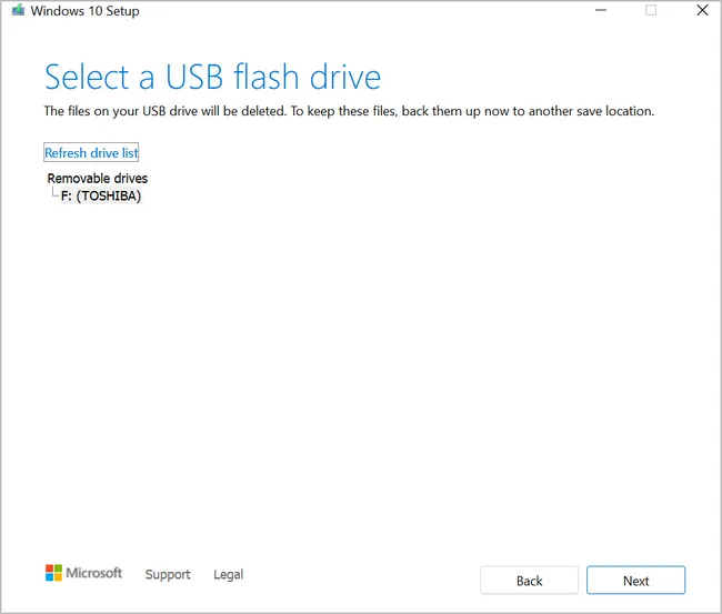 Windows 10 Media Creation Tool Choose USB