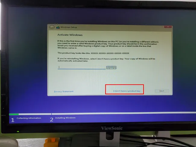 Enter Windows Product Key during Reinstall
