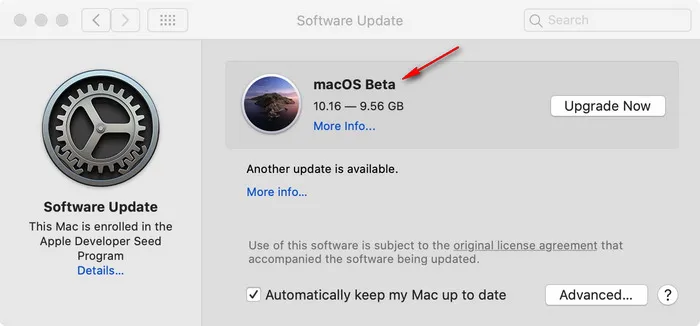 Aggiornamento a macOS Big Sur Beta