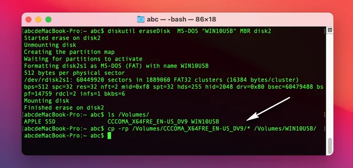 Copia File ISO su USB Mac Terminal