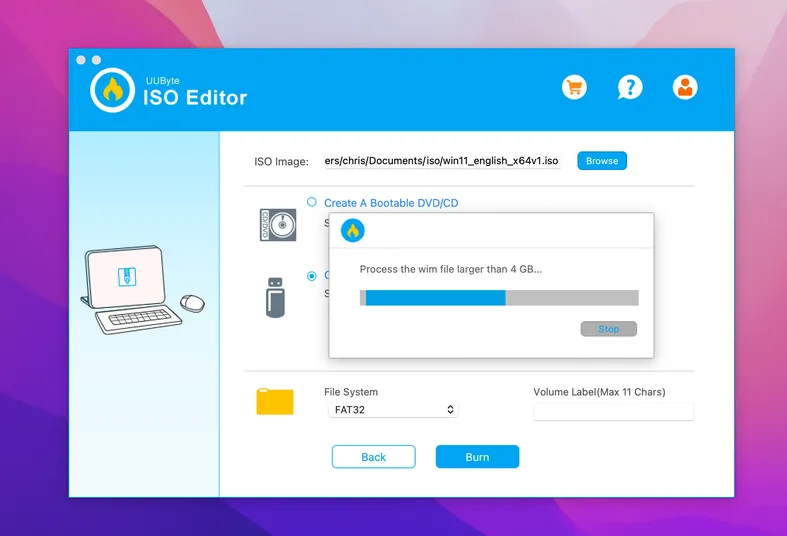 Elaborare un grande file install.wim su Mac