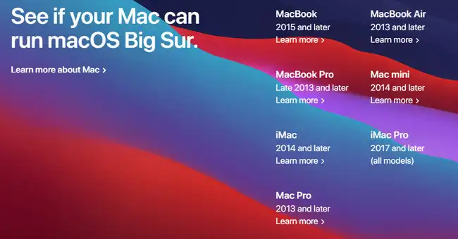 Mac supportato da Big Sur